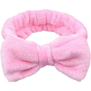 Soft Pink Microfiber Plush Bow‎ Headband Makeup Headband